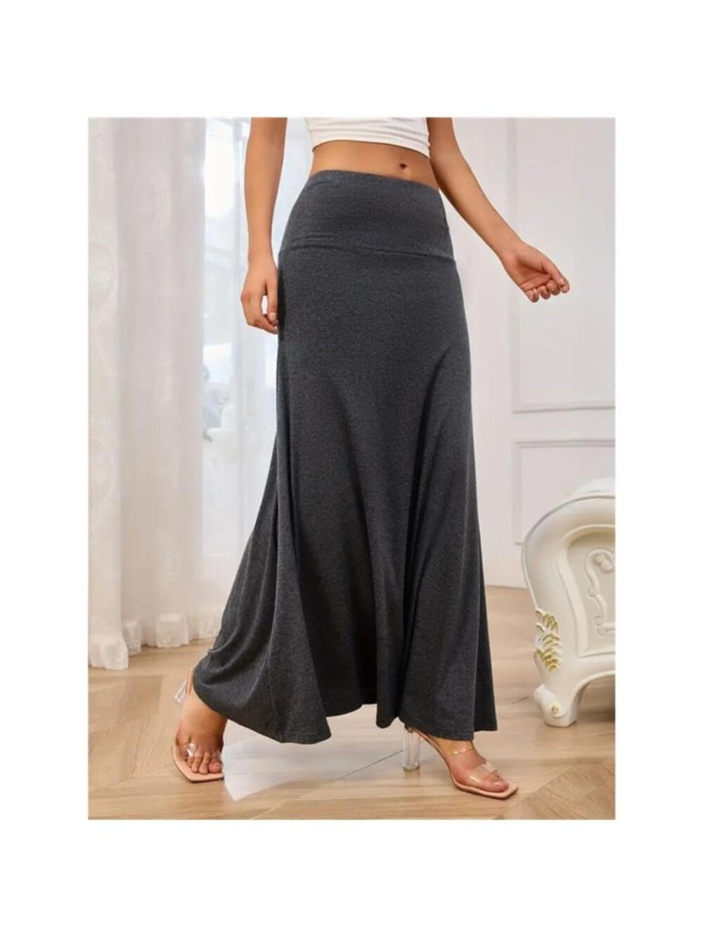 Flowy Maxi Skirt with Wide Waistband
